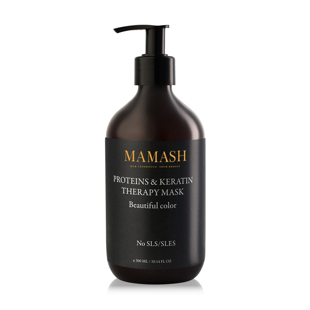 Надлегка маска-терапія для волосся Mamash Proteins &amp; Keratin Therapy Mask з амінокислотами шовку та протеїнами кератину, 300 мл